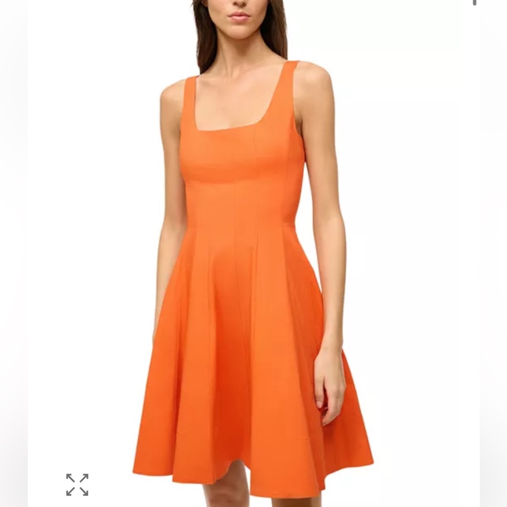 Staud Wells Mini Dress in Orange - Sleeveless A-Line Dress